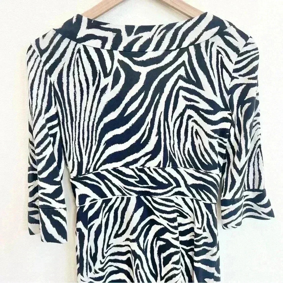 Diane Von Furstenberg DVF Zebra Midi Dress Black White Size 8 - Picture 6 of 12